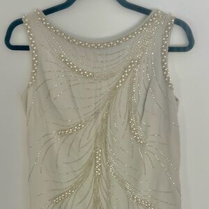 Vintage 50s Beaded Cocktail/Party shift Dress Art Deco look size S